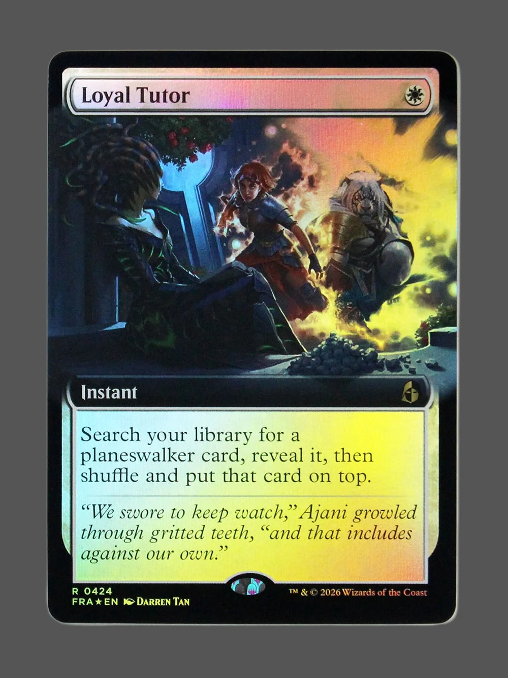 loyal-tutor-424-foil.webp Loyal Tutor Foil MTG proxy card from Reality Fracture #424