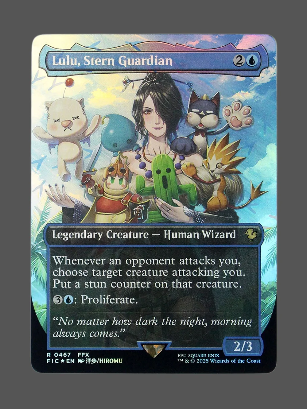 lulu-stern-guardian-467-chocobotrackfoil.webp Lulu, Stern Guardian Chocobotrack Foil MTG proxy card from Final Fantasy Commander #467