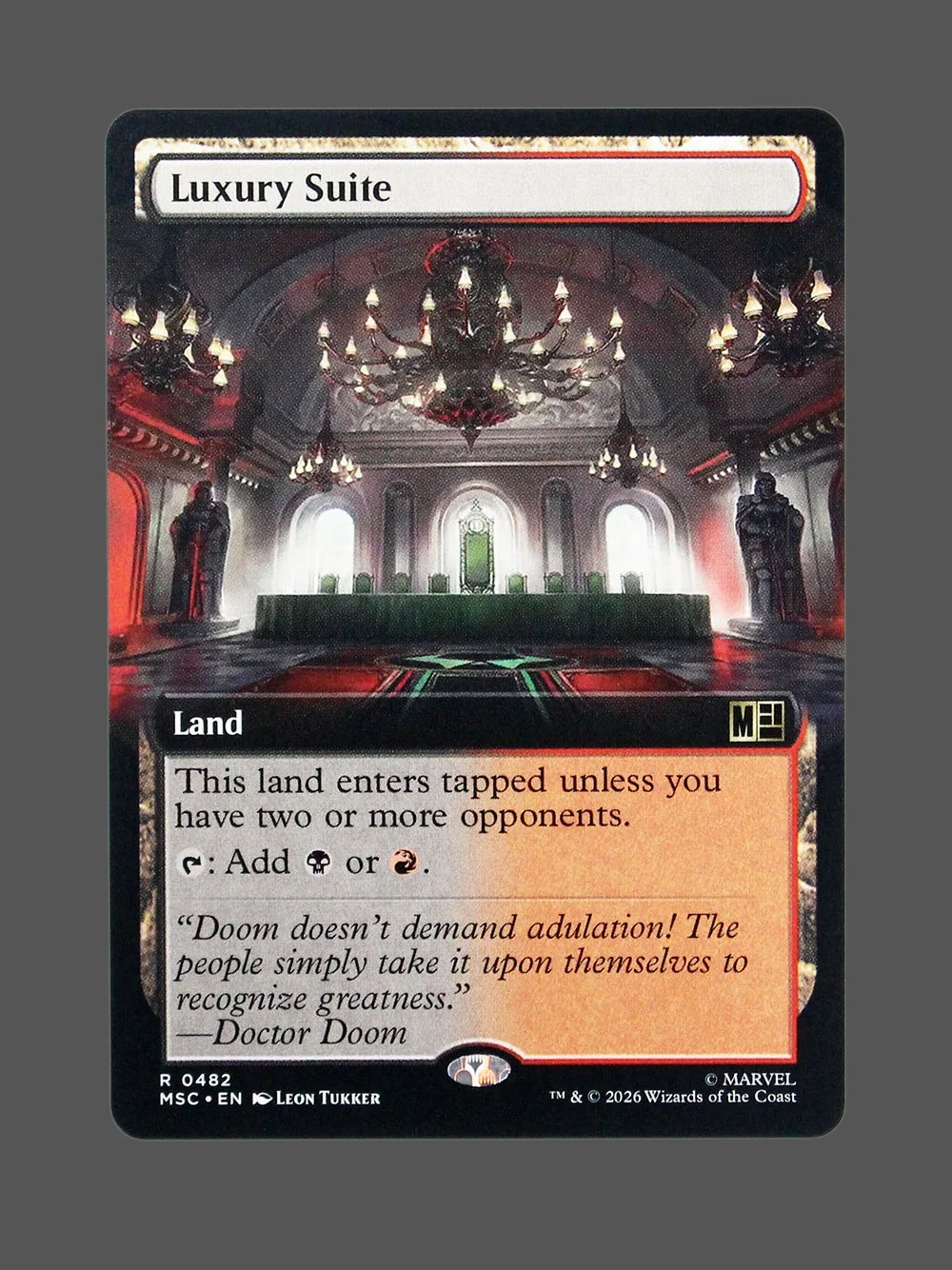 luxury-suite-482-holo.webp Luxury Suite Holo MTG proxy card from Marvel Super Heroes Commander #482