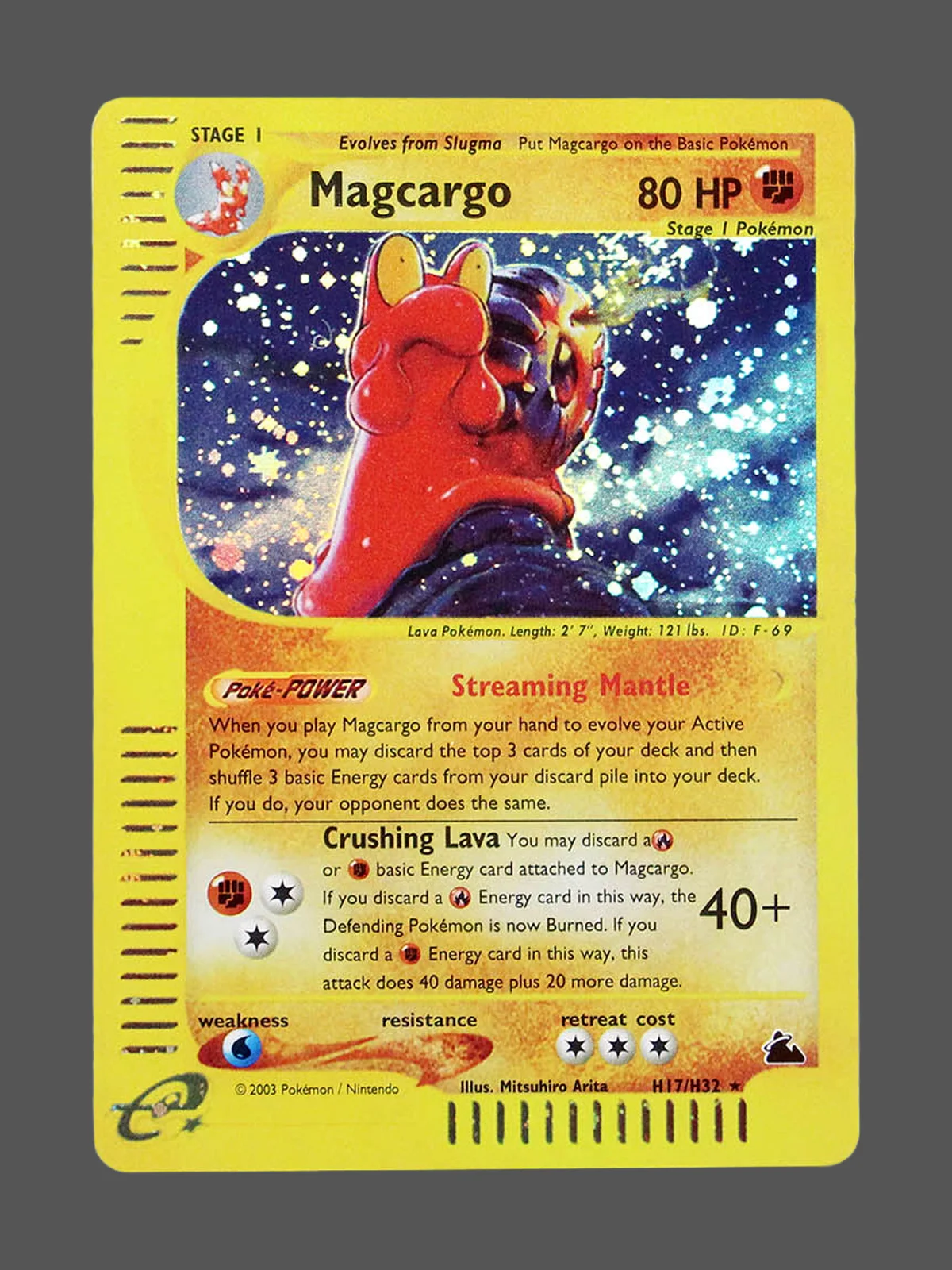 magcargo-h17-sk-en.webp Magcargo Regular Pokemon proxy card from Skyridge #H17