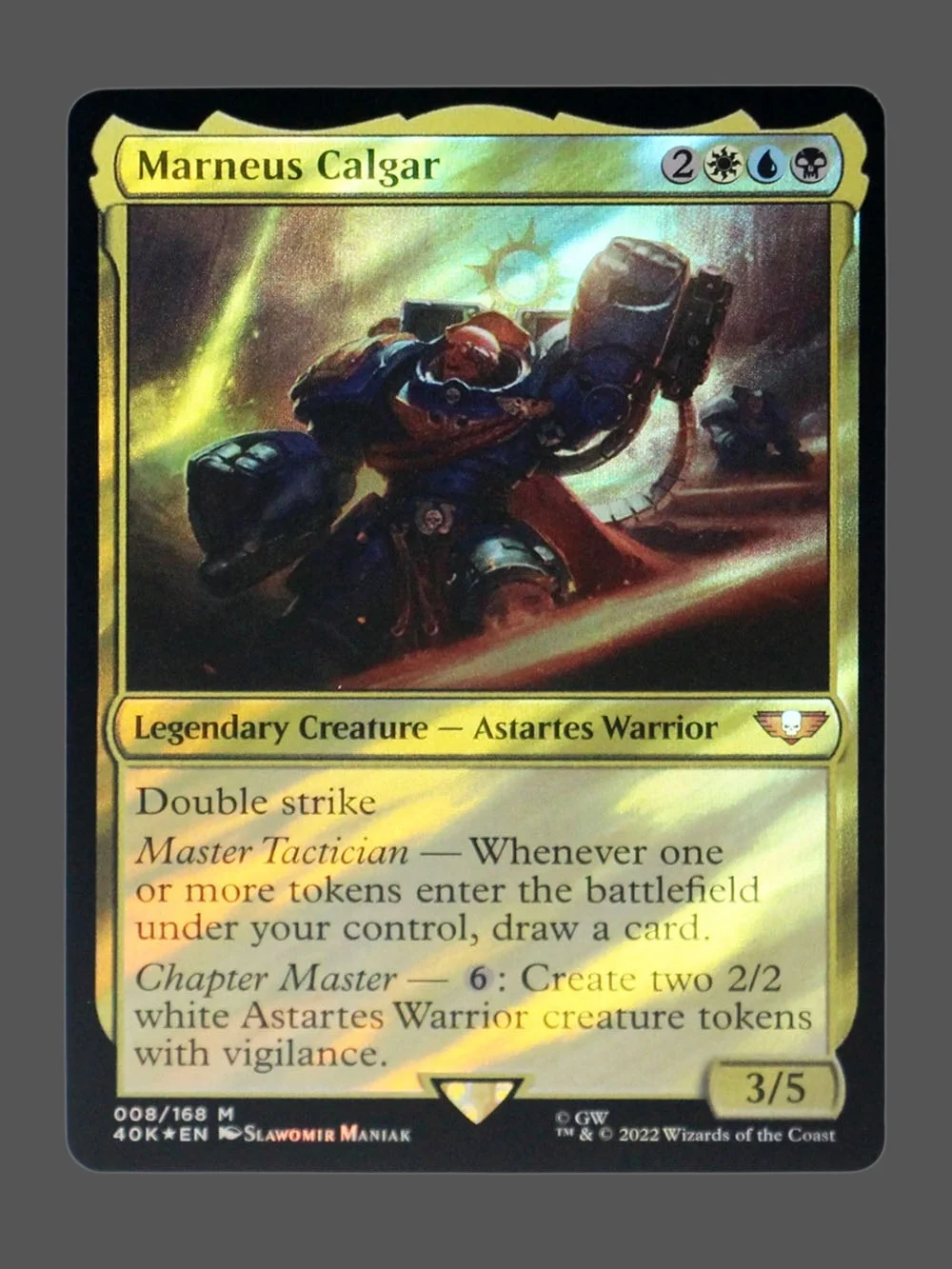 marneus-calgar-008-surgefoil.webp Marneus Calgar Surge Foil MTG proxy card from Warhammer 40, 000 Commander #8