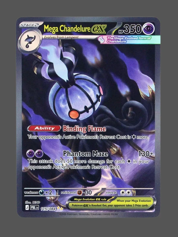 Mega Chandelure ex Foil Pokemon proxy card from Pitch Black #115