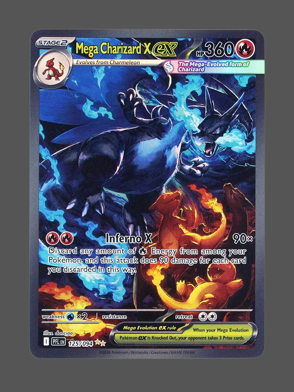 mega-charizard-x-ex-125-mep-en-refractor-foil-v2.webp Mega Charizard X ex Foil Pokemon proxy card from Mega Evolution Promos #125