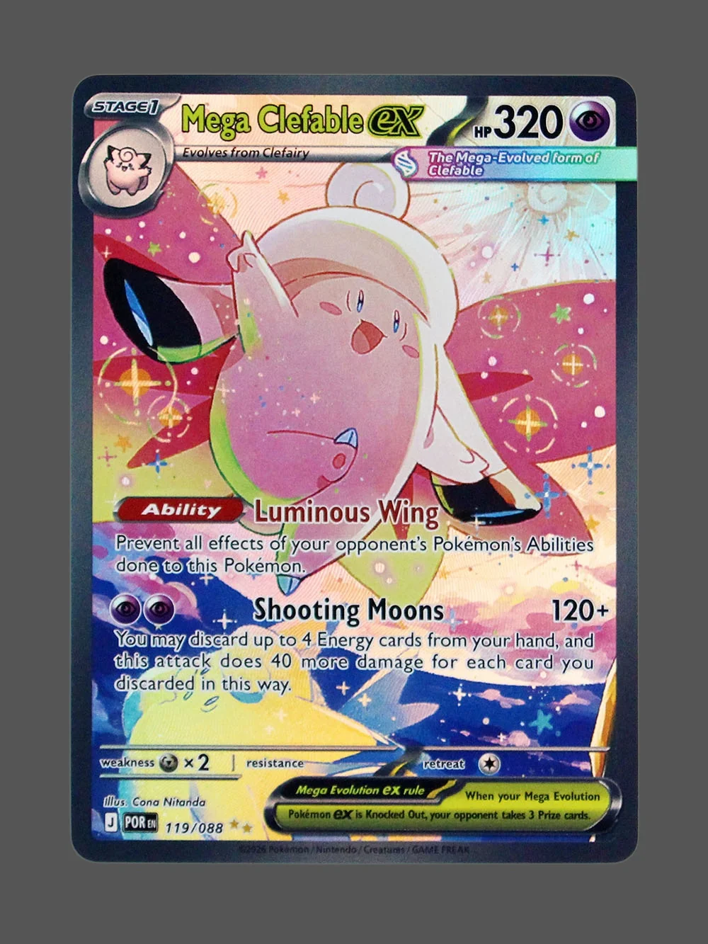 mega-clefable-ex-119-pbl-en-refractor-foil-v2.webp Mega Clefable ex Foil Pokemon proxy card from Pitch Black #119