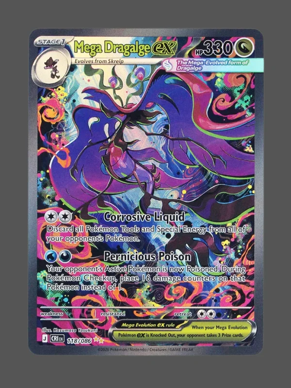 Mega Dragalge ex Foil Pokemon proxy card from Phantasmal Flames #118