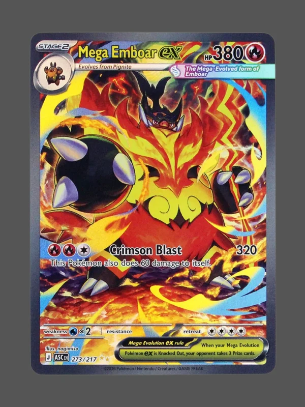 Mega Emboar ex Foil Pokemon proxy card from Ascended Heroes #273