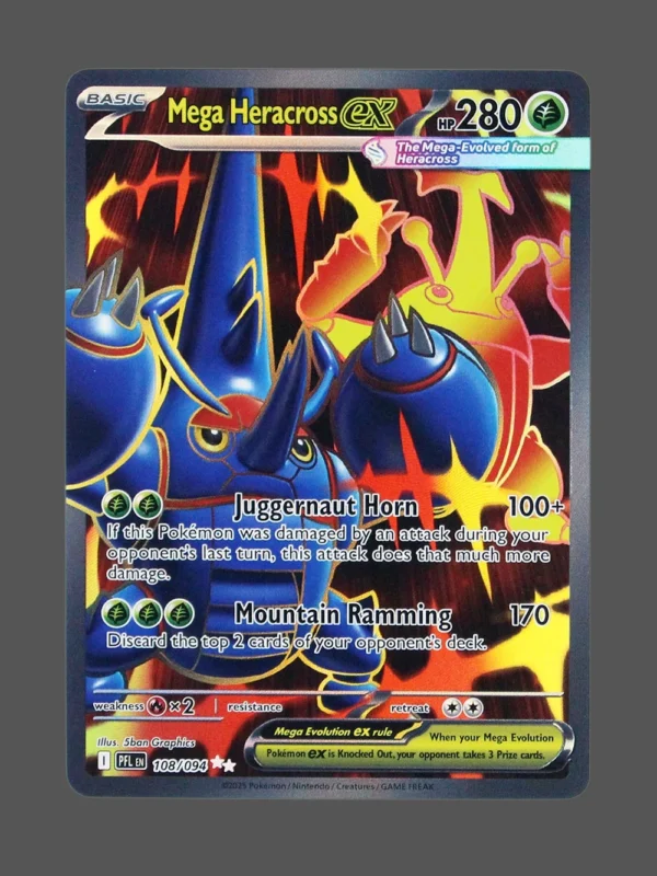 Mega Heracross ex Foil Pokemon proxy card from Phantasmal Flames #108