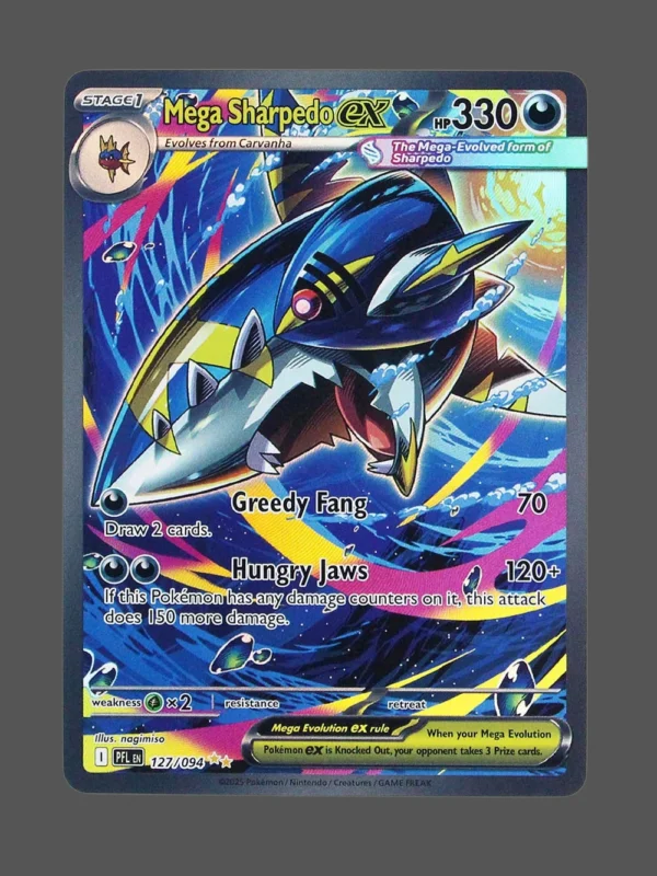 Mega Sharpedo ex Foil Pokemon proxy card from Phantasmal Flames #127