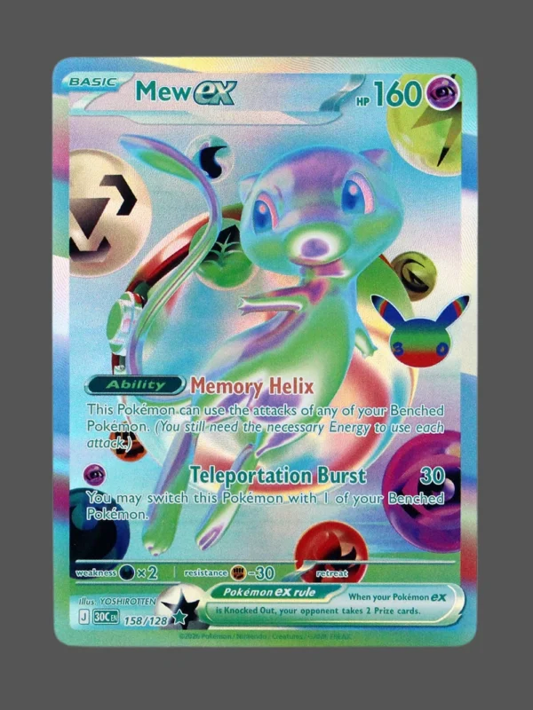 Mew ex Foil Pokemon proxy card from 30th Celebration #158