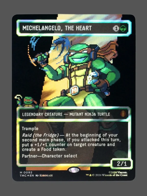 Michelangelo, the Heart Surge Foil MTG proxy card from Teenage Mutant Ninja Turtles Eternal #92
