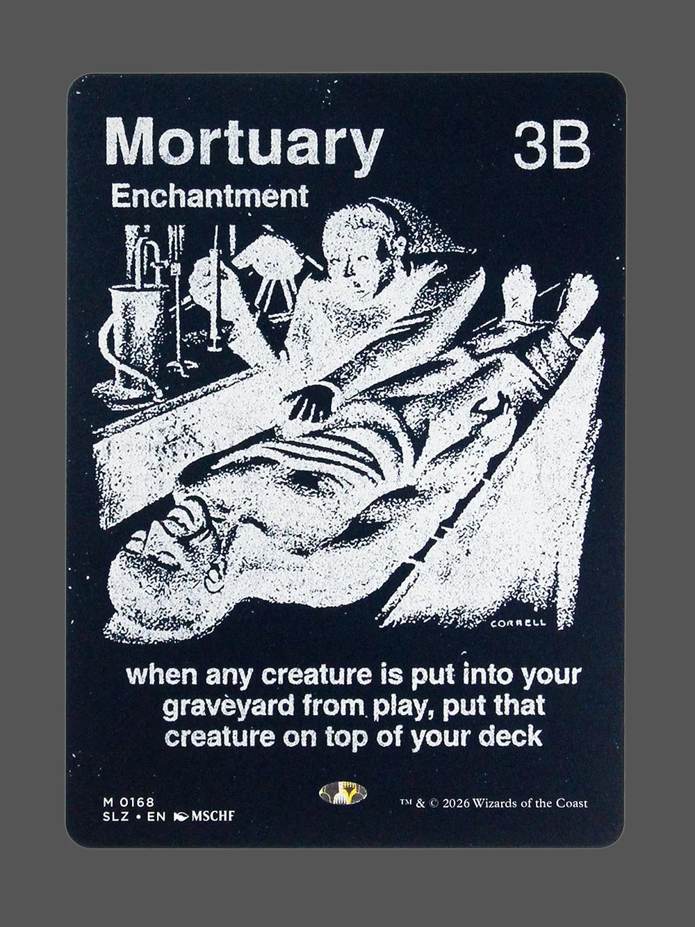 mortuary-168.webp Mortuary Holo MTG proxy card from The Zeta Set #168