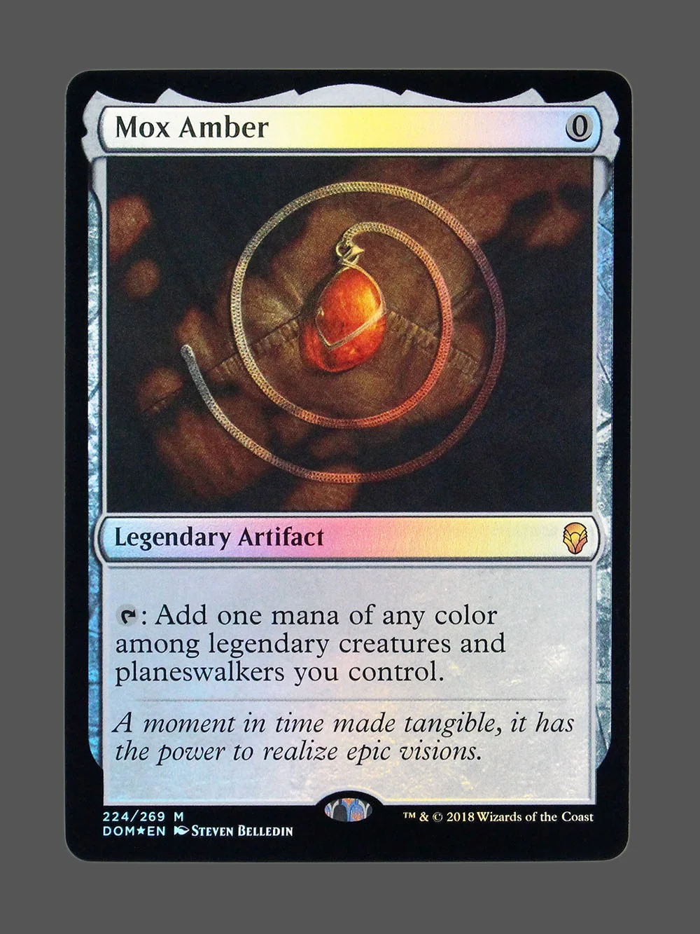 mox-amber-224-foil.webp Mox Amber Foil MTG proxy card from Dominaria #224