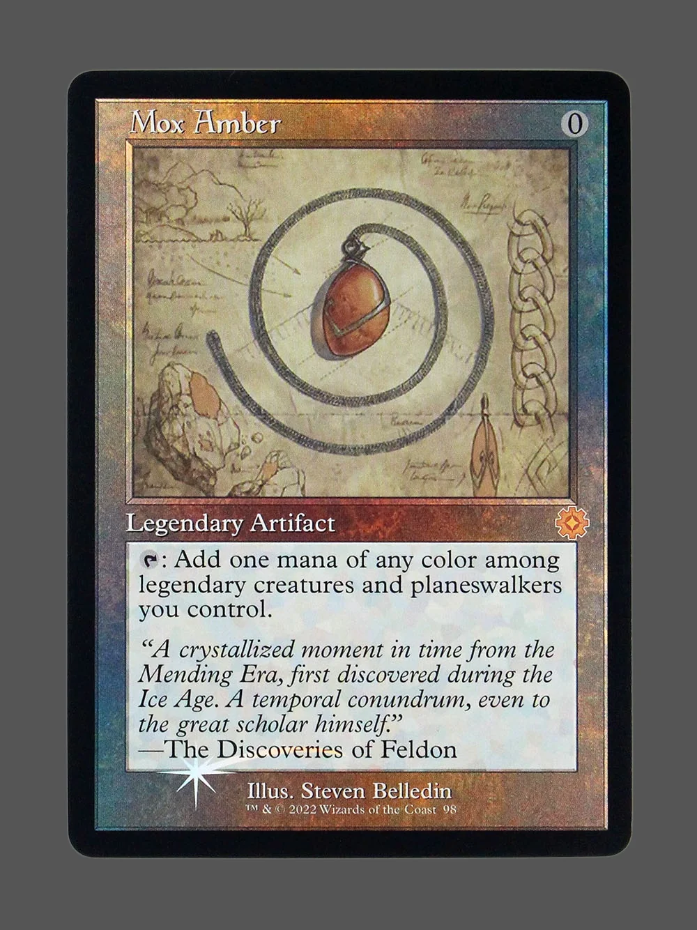 mox-amber-98-foil.webp Mox Amber Foil MTG proxy card from The Brothers' War Retro Artifacts #98
