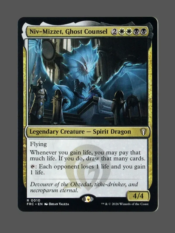Niv-Mizzet, Ghost Counsel Holo MTG proxy card from Reality Fracture Commander #10