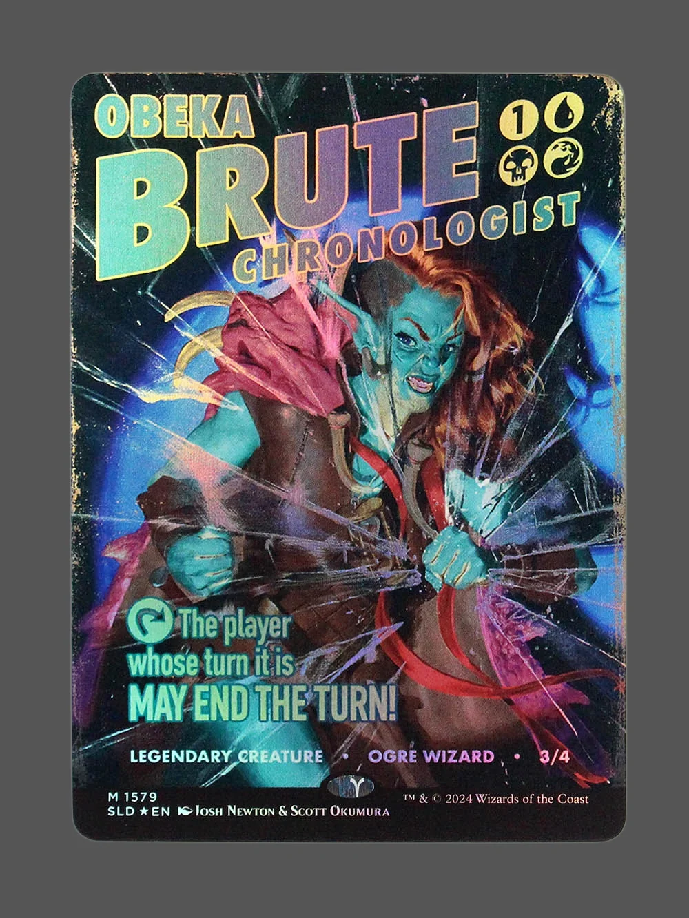 obeka-brute-chronologist-1579-foil.webp Obeka, Brute Chronologist Foil MTG proxy card from Secret Lair Drop #1579