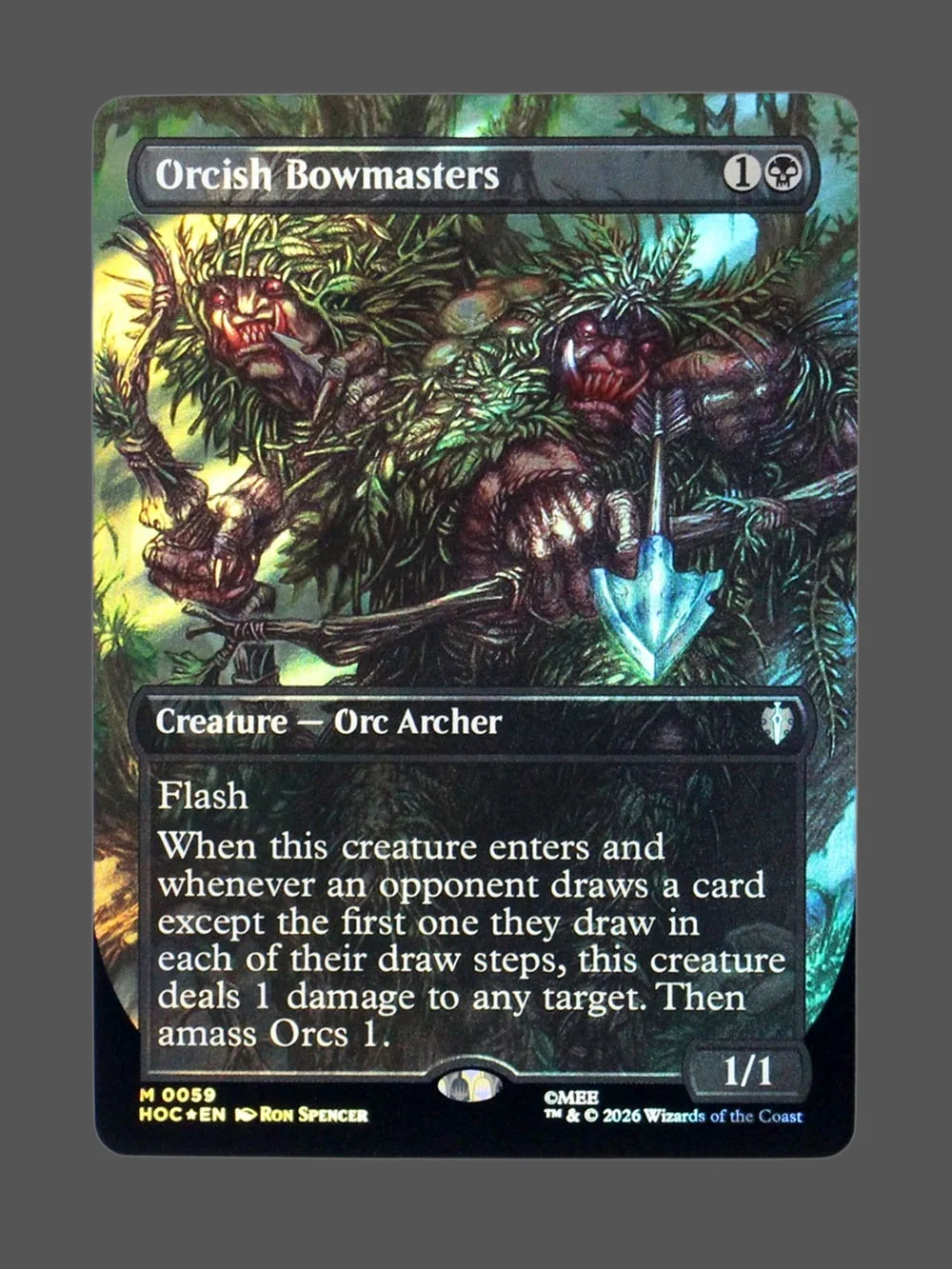 orcish-bowmasters-59-surgefoil.webp Orcish Bowmasters Surge Foil MTG proxy card from The Hobbit Eternal #59