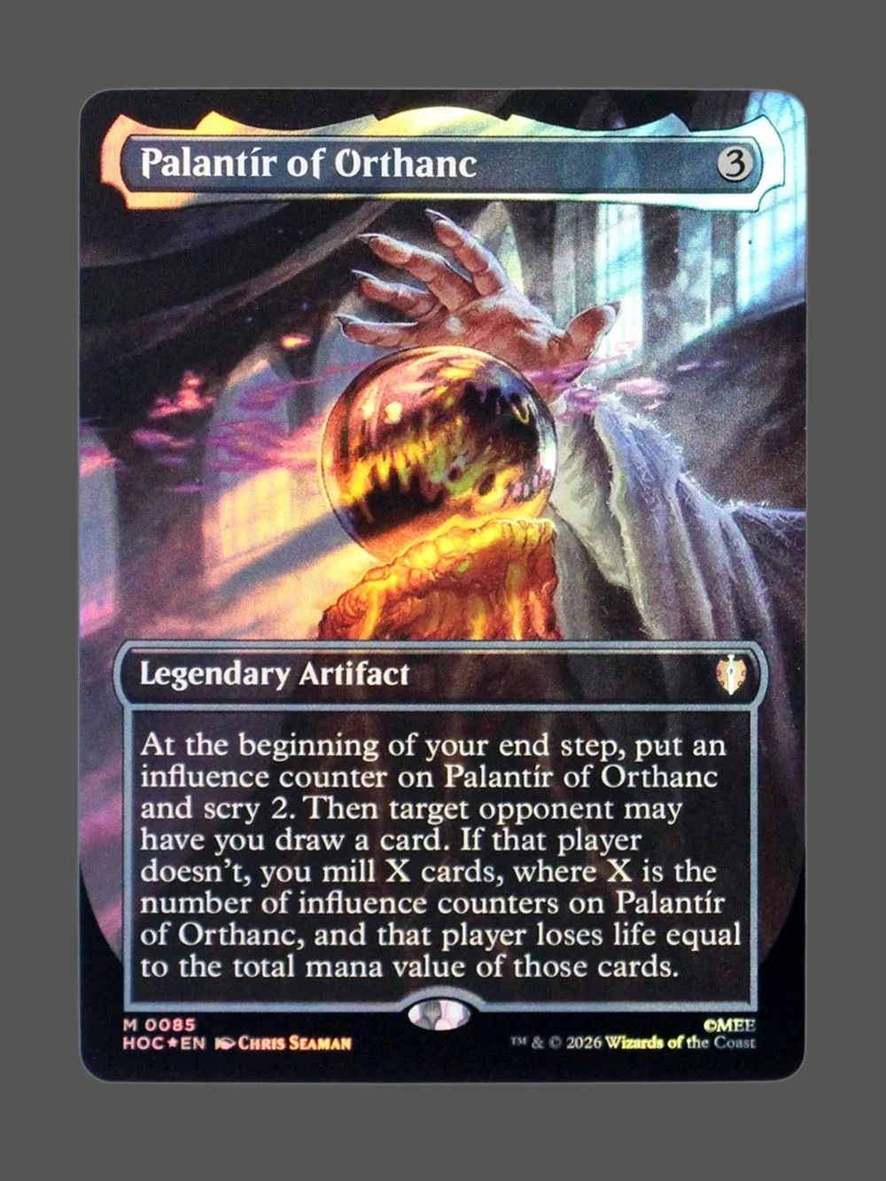 palantir-of-orthanc-85-surgefoil.webp Palantír of Orthanc Surge Foil MTG proxy card from The Hobbit Eternal #85