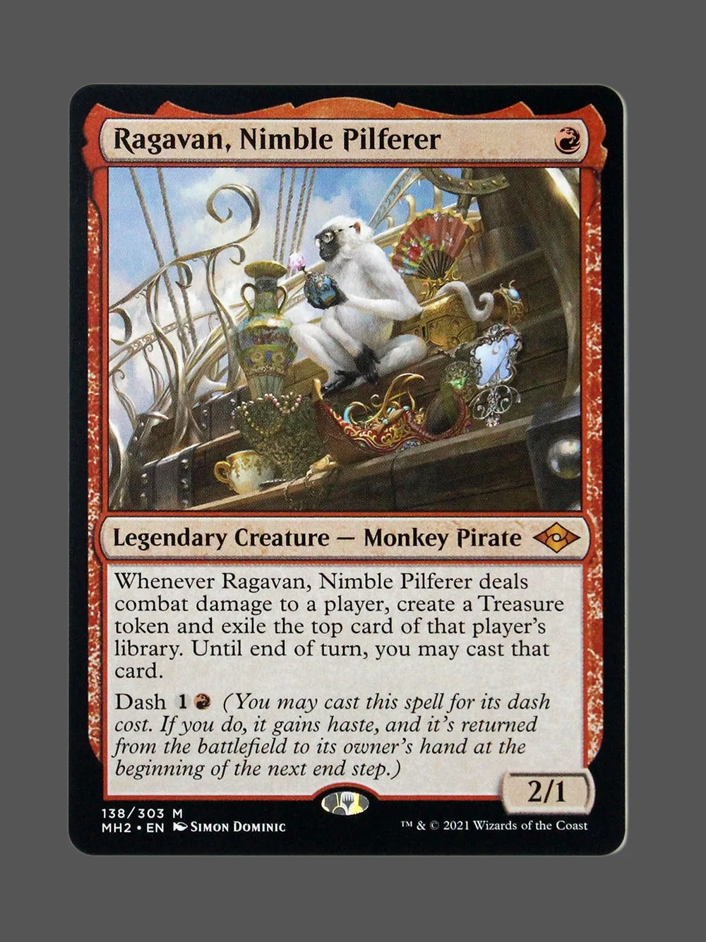 ragavan-nimble-pilferer-138-holo.webp Ragavan, Nimble Pilferer Holo MTG proxy card from Modern Horizons 2 #138