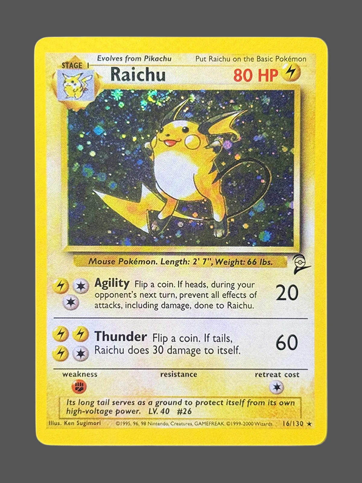 raichu-16-b2-en.webp Raichu Regular Pokemon proxy card from Base Set 2 #16