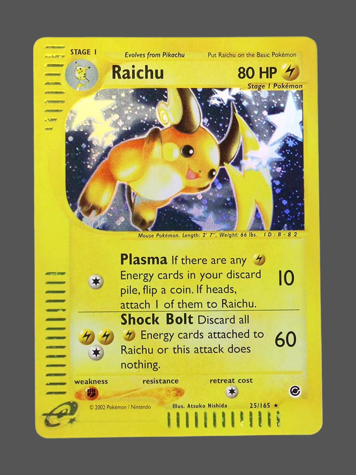 raichu-25-ex-en-foil.webp Raichu Foil Pokemon proxy card from Expedition #25