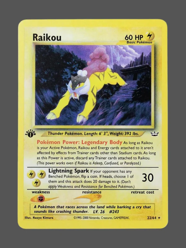 Raikou Regular Pokemon proxy card from Neo Revelation #22
