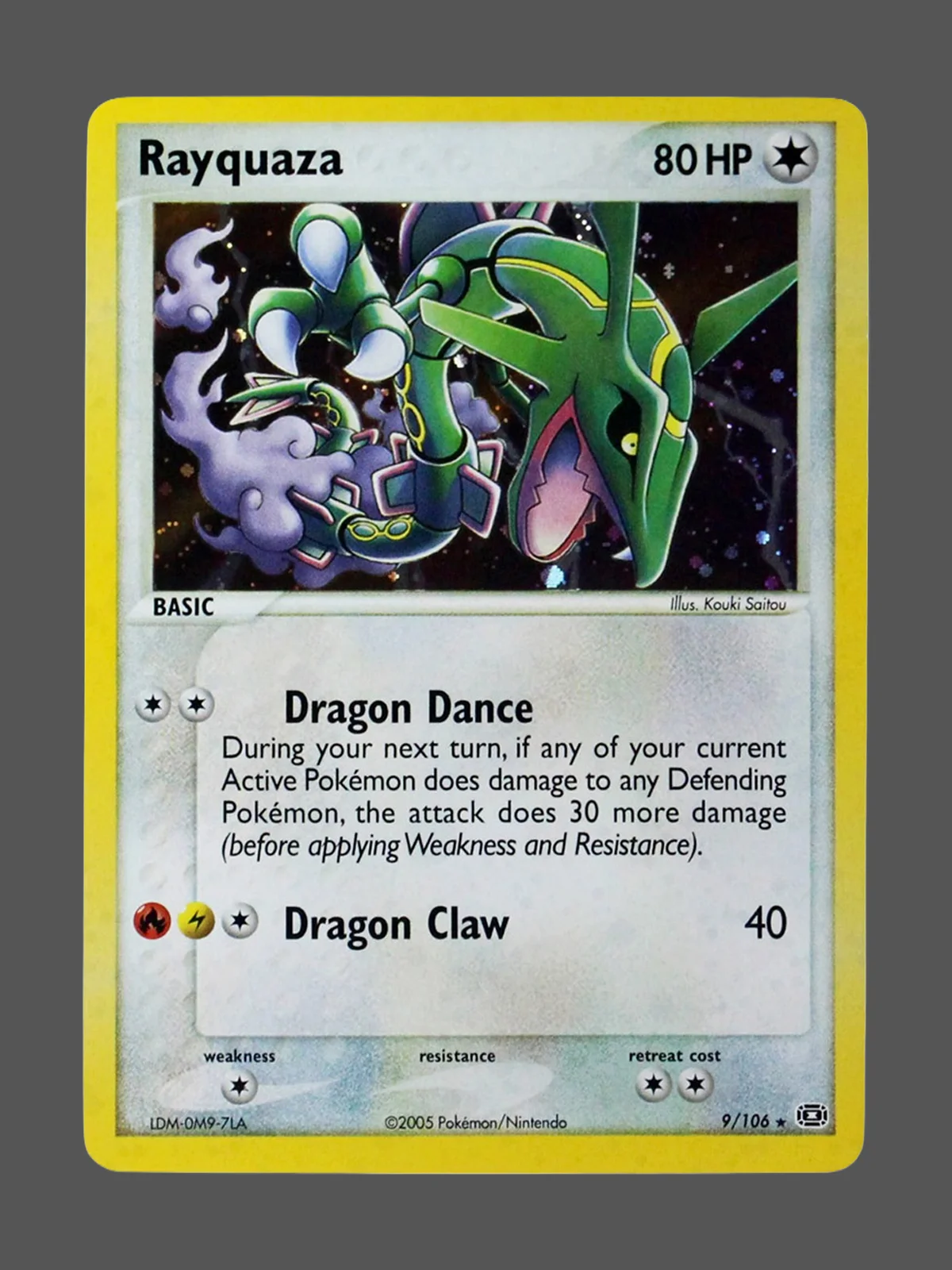 rayquaza-9-dx-en-gf.webp Rayquaza Galaxy Foil Pokemon proxy card from EX Deoxys #9