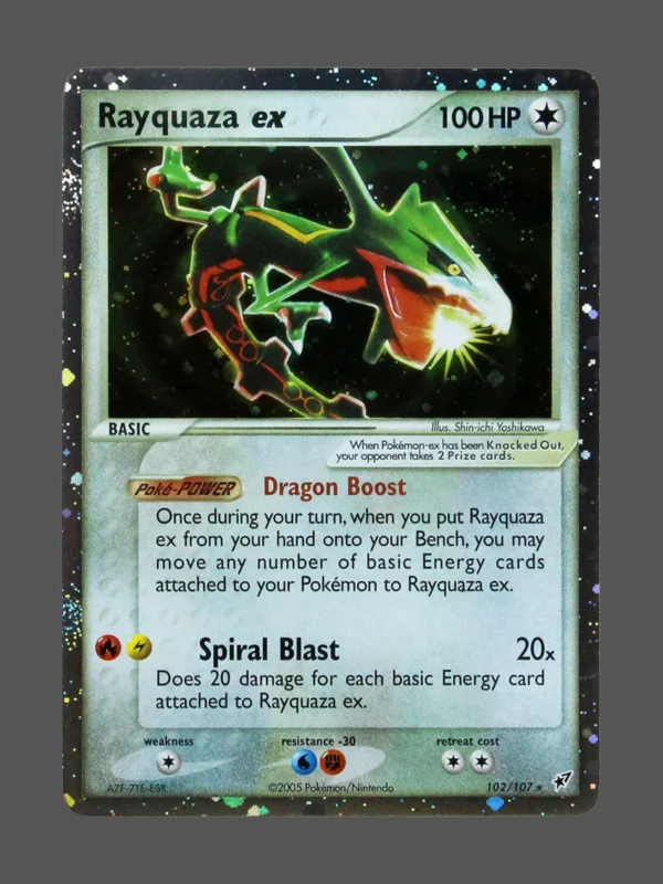 Rayquaza ex Galaxy Foil Pokemon proxy card from EX Deoxys #102