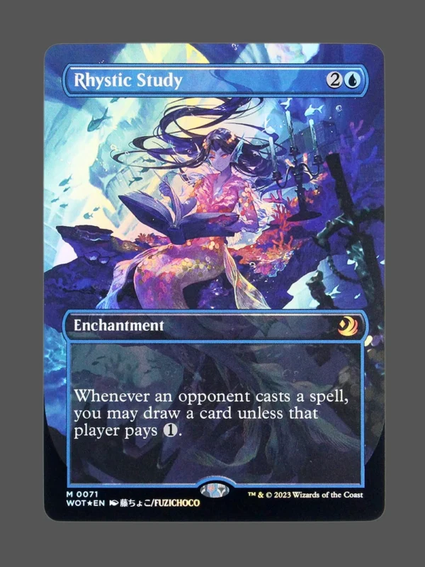 Rhystic Study Foil MTG proxy card from Wilds of Eldraine: Enchanting Tales #71