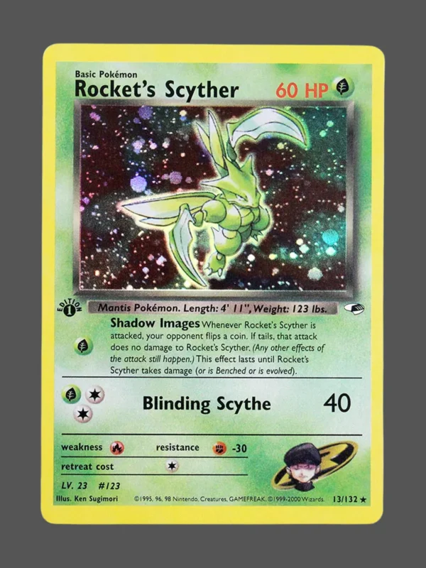 Rocket’s Scyther Regular Pokemon proxy card from Gym Heroes #13