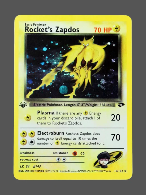 Rocket’s Zapdos Regular Pokemon proxy card from Gym Challenge #15