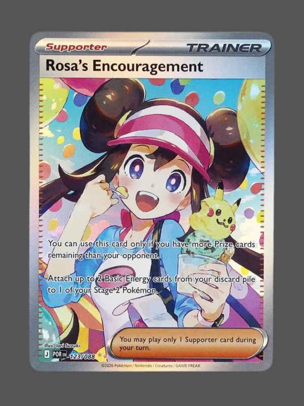 Rosa's Encouragement Foil Pokemon proxy card from Perfect Order #123