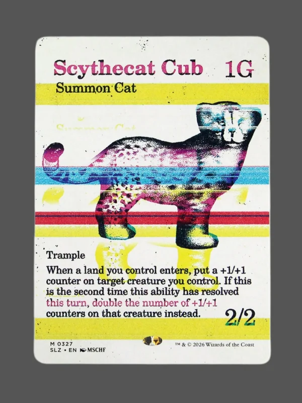 Scythecat Cub Holo MTG proxy card from The Zeta Set #327