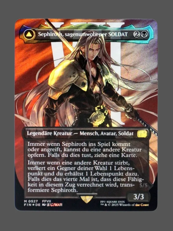 Sephiroth, Fabled SOLDIER/Sephiroth, One-Winged Angel Surge Foil MTG proxy card from Final Fantasy #527