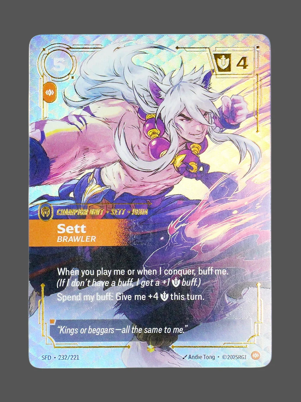 sett-brawler-232-221-foil.webp Sett - Brawler Foil Riftbound proxy card from Spiritforged #232/221