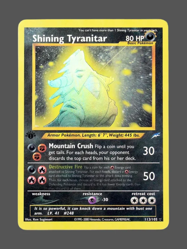 Shining Tyranitar Regular Pokemon proxy card from Neo Destiny #113
