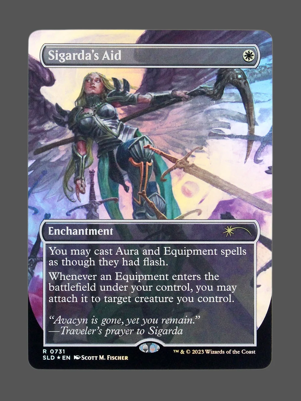 sigarda-s-aid-731-foil.webp Sigarda's Aid Foil MTG proxy card from Secret Lair Drop #731