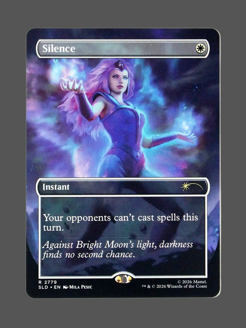silence-2779-holo.webp Silence Holo MTG proxy card from Secret Lair Drop #2779