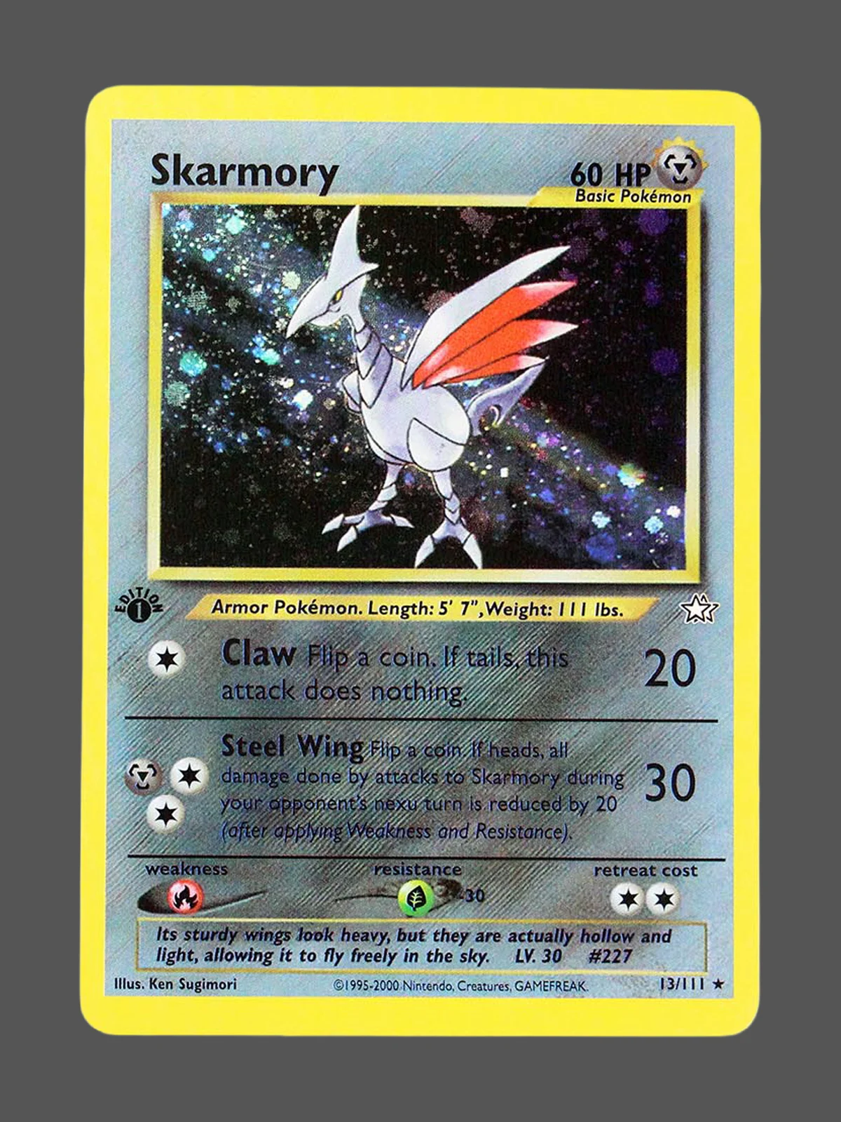 skarmory-13-n1-en.webp Skarmory Regular Pokemon proxy card from Neo Genesis #13