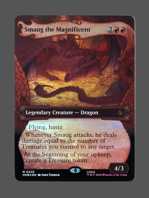 Smaug the Magnificent Foil MTG proxy card from The Hobbit #229