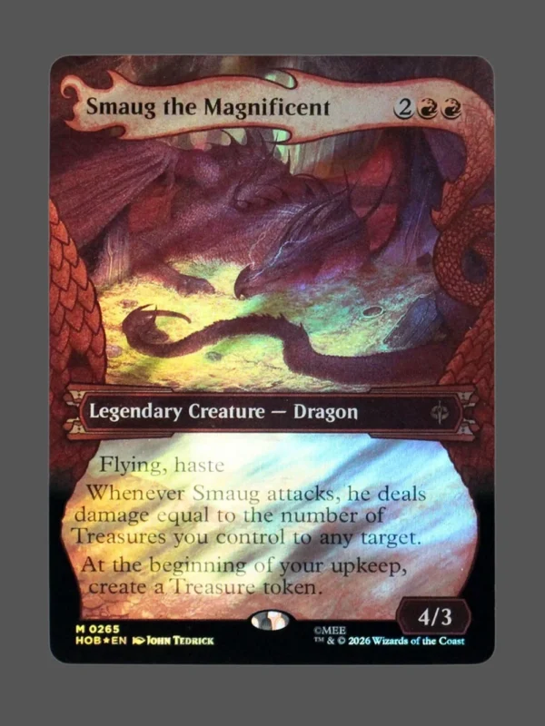 Smaug the Magnificent Surge Foil MTG proxy card from The Hobbit #265