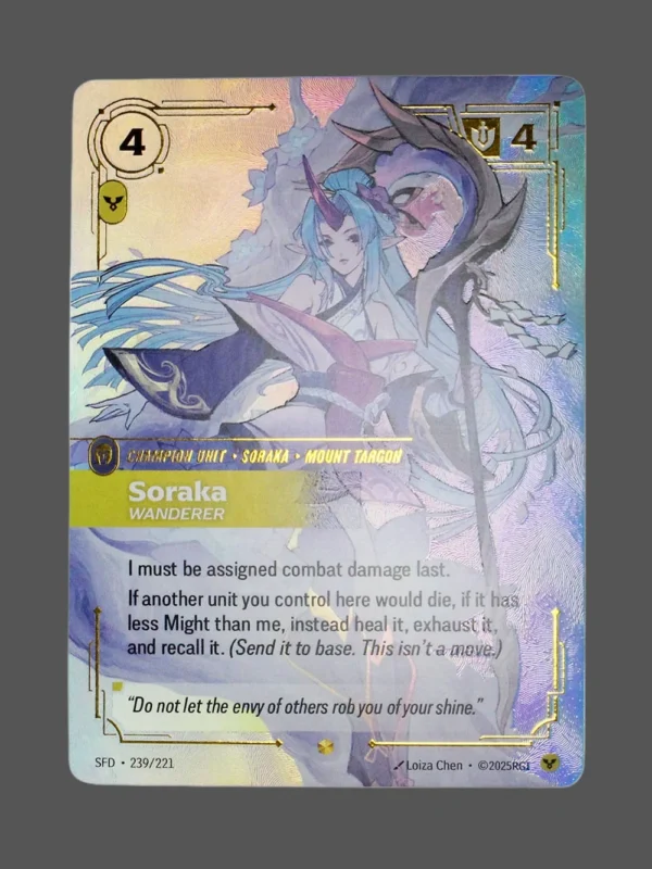 Soraka - Wanderer Foil Riftbound proxy card from Spiritforged #239/221
