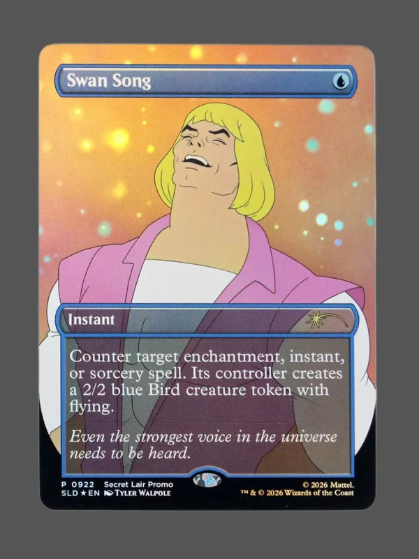 Swan Song Foil MTG proxy card from Secret Lair Drop #922