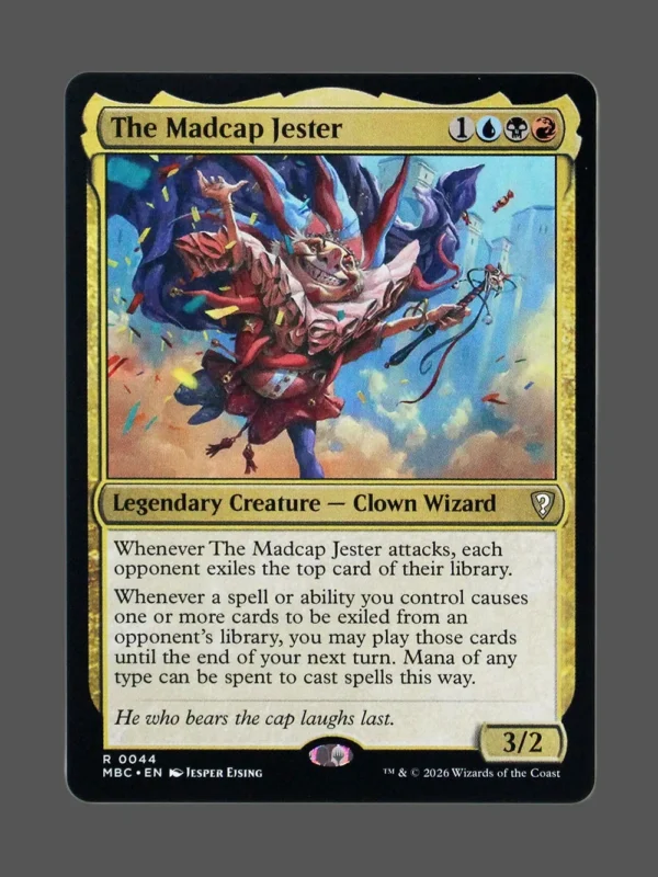 The Madcap Jester Holo MTG proxy card from Mystery Booster Commander Edition #44