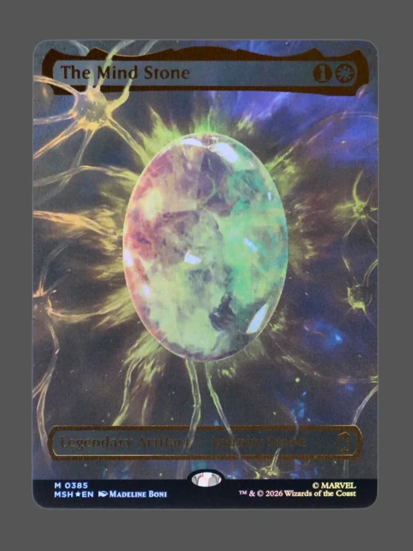 The Mind Stone Golden Foil MTG proxy card from Marvel Super Heroes #385