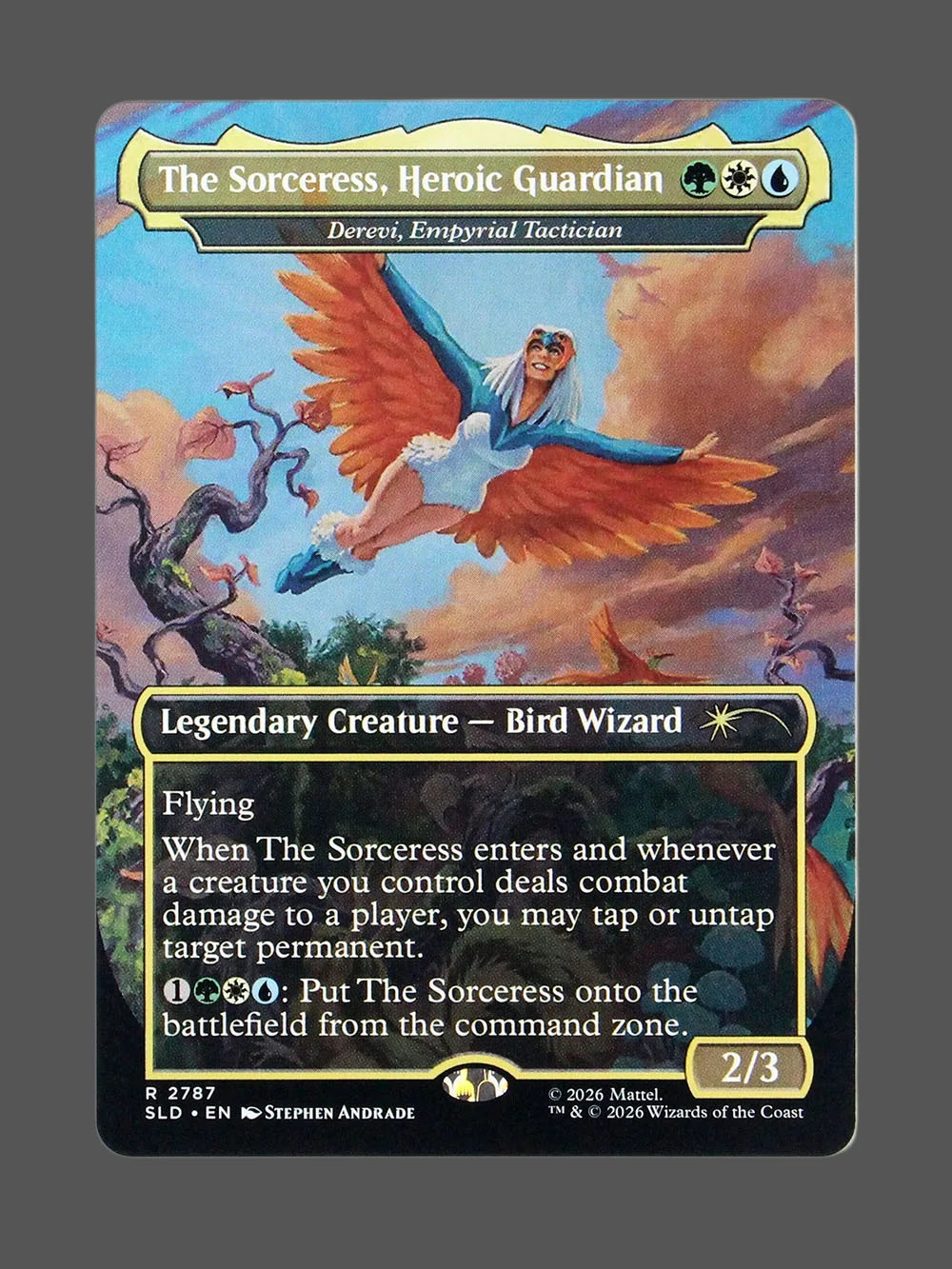 the-sorceress-heroic-guardian-2787-holo.webp The Sorceress, Heroic Guardian Holo MTG proxy card from Secret Lair Drop #2787