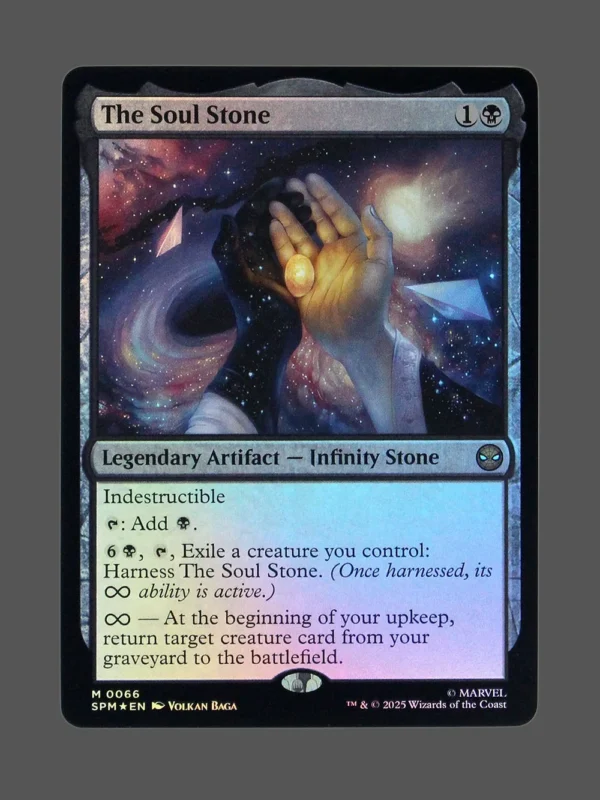 The Soul Stone Foil MTG proxy card from Marvel's Spider-Man #066