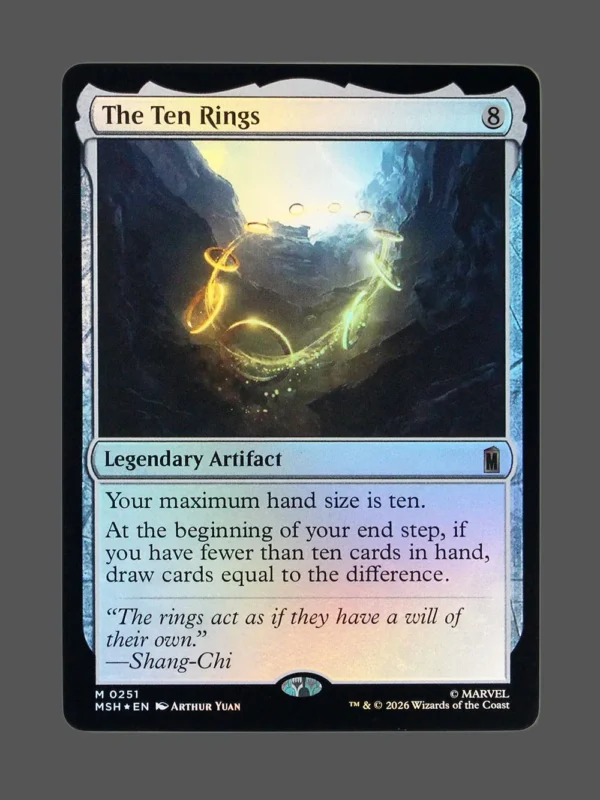 The Ten Rings Foil MTG proxy card from Marvel Super Heroes #251