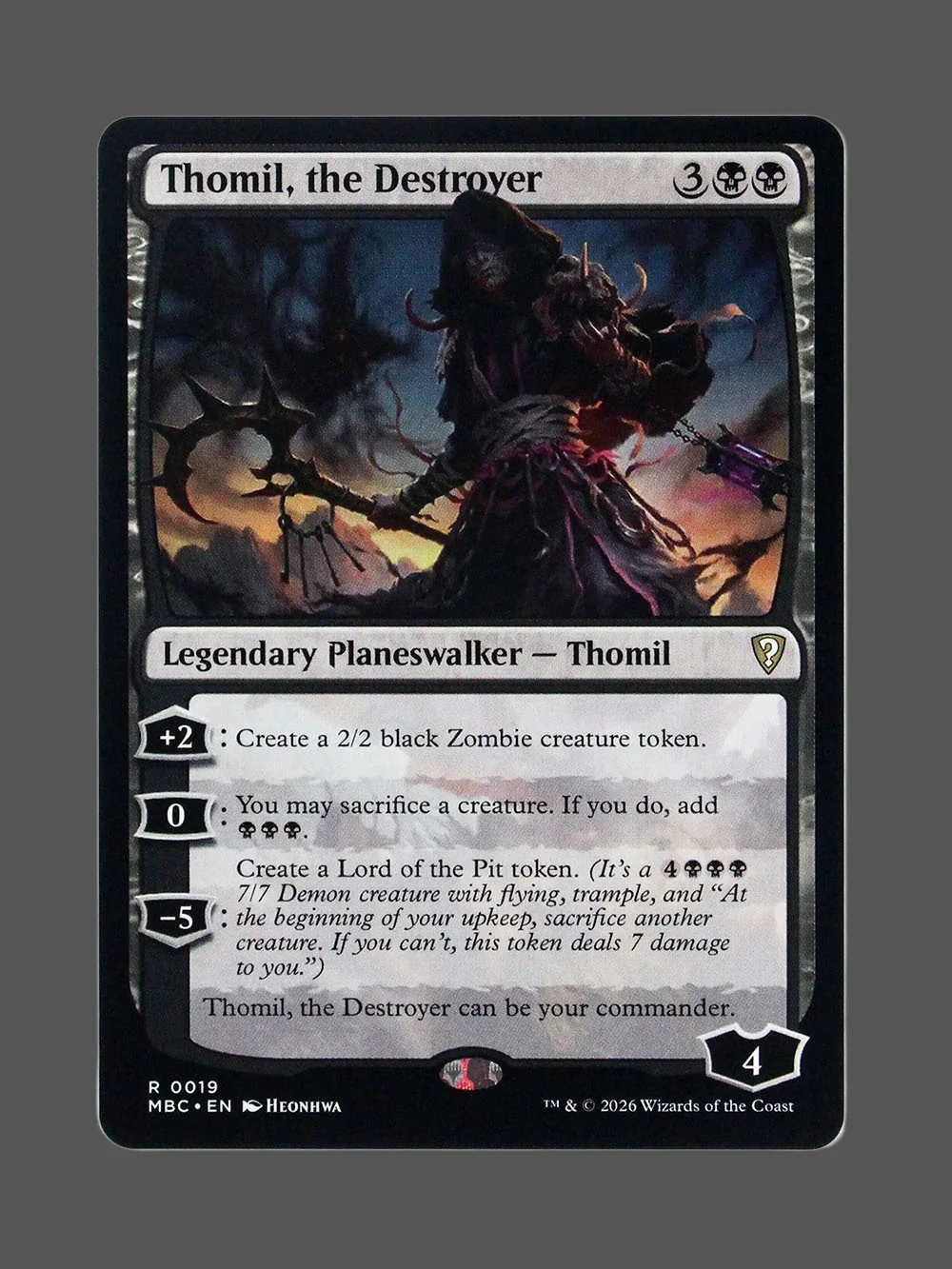 thomil-the-destroyer-019-holo.webp Thomil, the Destroyer Holo MTG proxy card from Mystery Booster Commander Edition #19