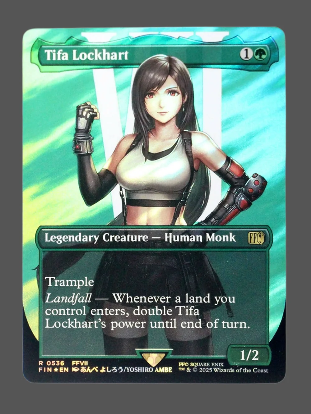 tifa-lockhart-536-surgefoil.webp Tifa Lockhart Surge Foil MTG proxy card from Final Fantasy #536