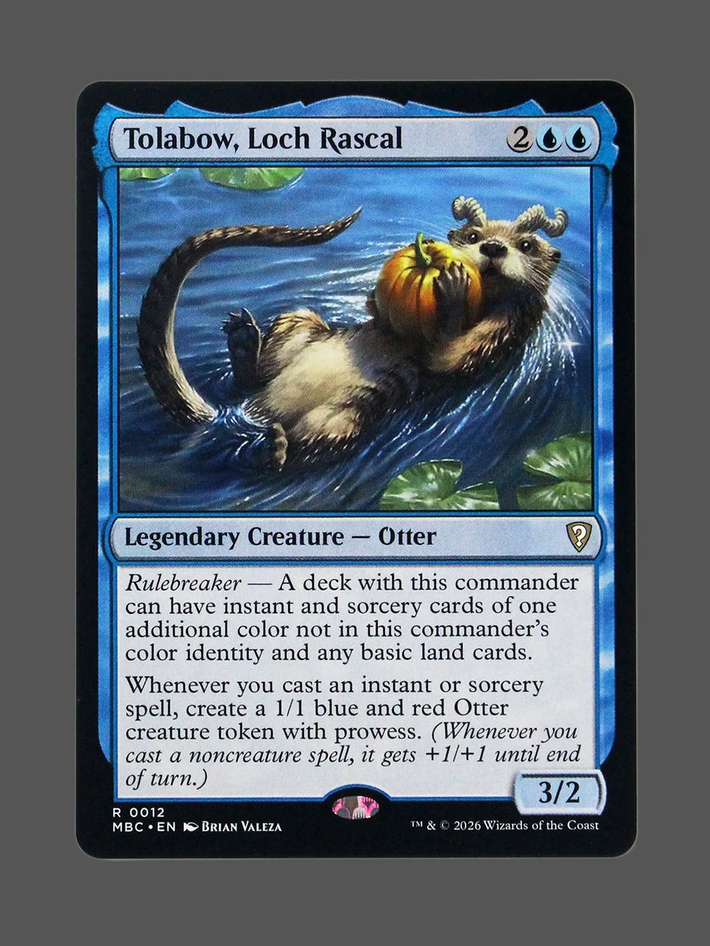 tolabow-loch-rascal-012-holo.webp Tolabow, Loch Rascal Holo MTG proxy card from Mystery Booster Commander Edition #12